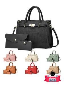 Women's Fashionable Handbag & Crossbody Bag & Wallet, Casual Versatile Large Capacity Shoulder Bag Set, Trendy All-match Bag Set for Daily Use