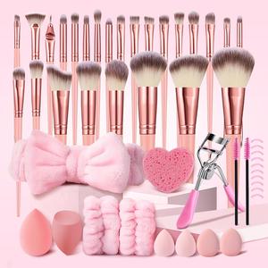 Professional Makeup Brush Set with Storage Bag, 39pcs/set Makeup Brushes & Makeup Sponges & Headband & Eyelash Curler, Makeup Tools for Women, Cosmetic