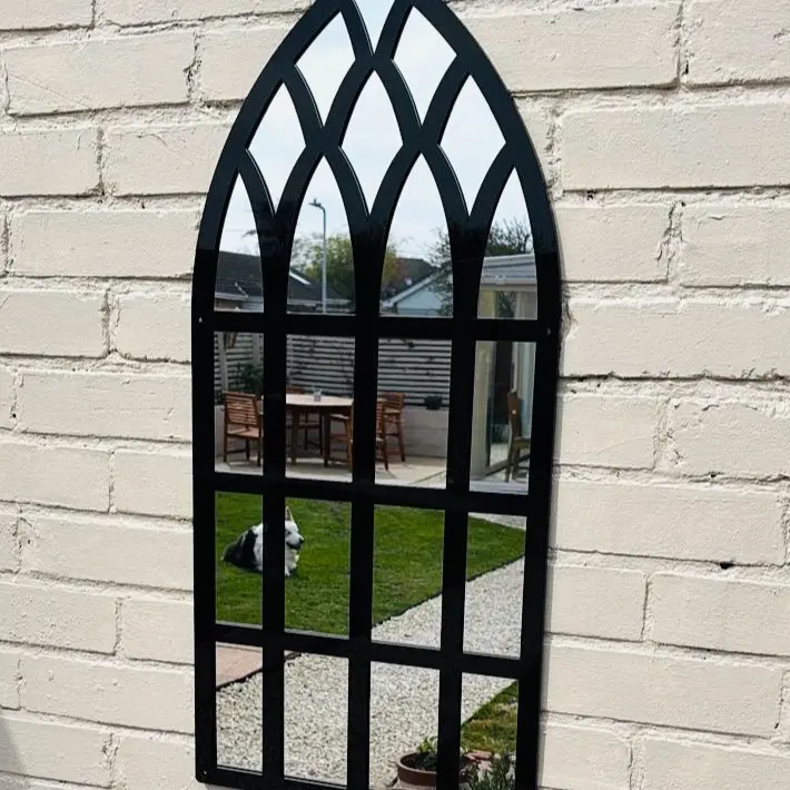 Gothic Arch Garden Mirror with Fixings - Perfect for Outdoor Use, 80cm x 36cm