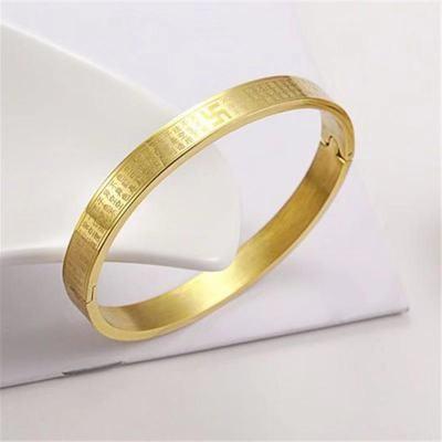 Heart Sutra gold and silver plated mantra bracelet/Heart Sutra swastika buckle thick heavy imported unisex lucky bracelet 3