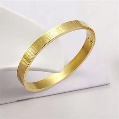 Heart Sutra gold and silver plated mantra bracelet/Heart Sutra swastika buckle thick heavy imported unisex lucky bracelet 3