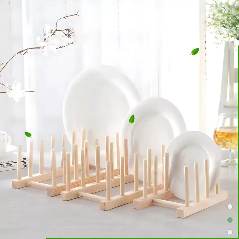 Wooden Dish Plate Cup Stand Cupboard Rack Holder Kitchen Storage Drying UK 7