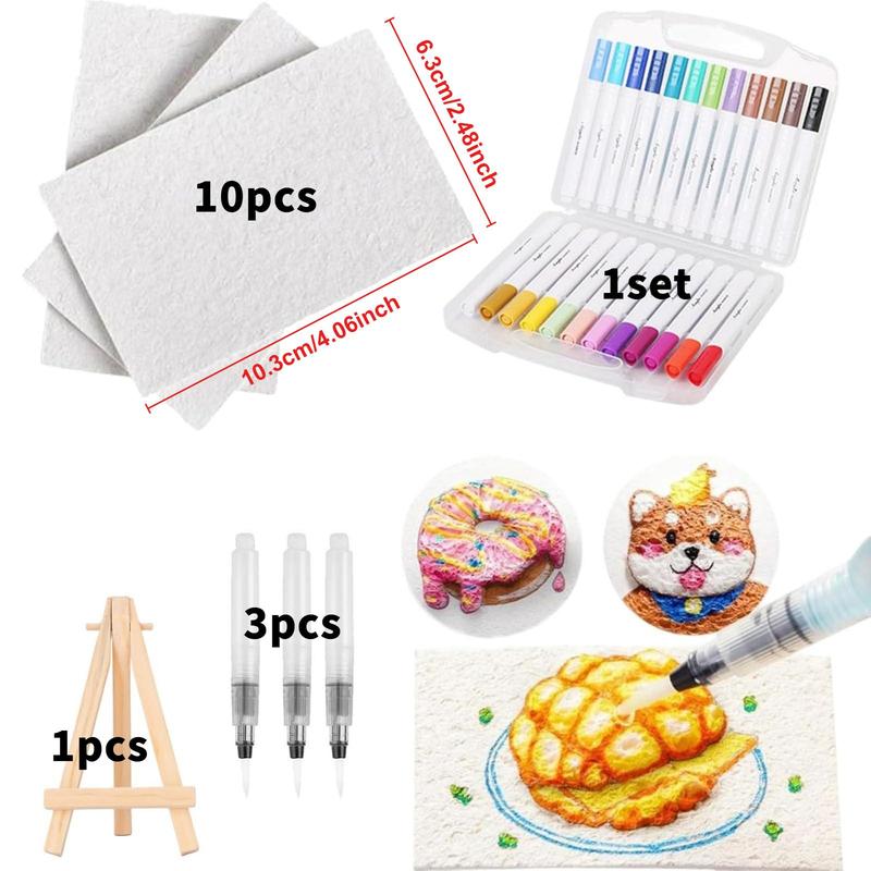 3d Drawing Magic Canvas Sponge, 10 Foam Paint Paper & 12 Markers & 1 ...