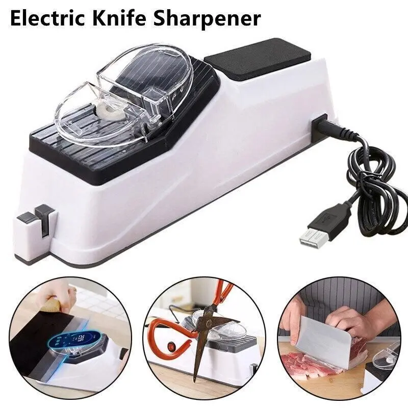 Ultra-Fast 2-in-1 Electric Knife & Scissor Sharpener | Diamond Abrasive Wheels & Safety Lock | Professional-Grade Kitchen Tool for Home/Chef Use | Lightning Dispatch 2
