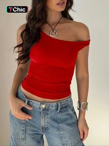 Women's Plain Ruched Tank Top, Casual Sleeveless Top for Daily Wear, Ladies Clothes for Summer