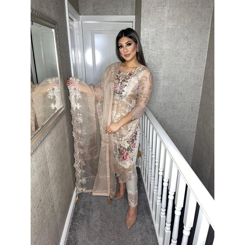 Shalwar Kameez fully stitched 3 piece suit with Net Dupatta MOB-C1147 2