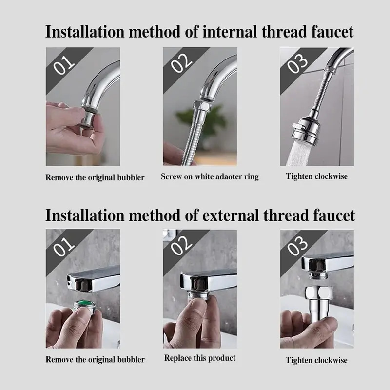 Kitchen Faucet Sprayer Attachment, Movable Faucet Extender for Kitchen Sink, 360° Rotatable Sink Faucet Head Anti-Splash Tap Booster Shower and Water Saving Faucet for Kitchen 5