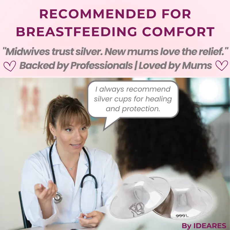 Ideares Silver Nipple Shields for Nursing Newborn, 999 Silver Nursing Cups for Breastfeeding 2