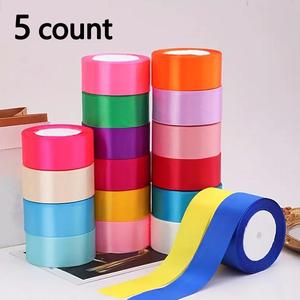 Solid Color Ribbon, 5 Counts/set Gift Wrapping Ribbon, DIY Decorative Pastel Color Ribbon for Wedding Birthday Party, Gift Wrapping Supplies, Bouquet Wrappers, Teenage Girl Gifts