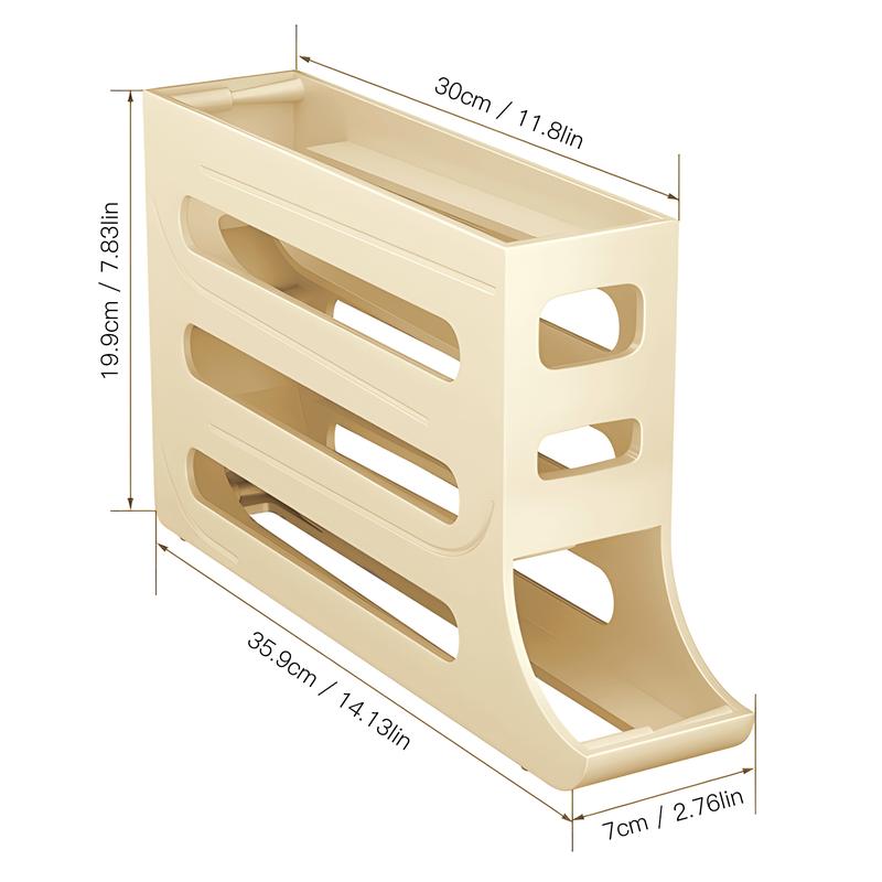 4-Tiers Auto Rolling Egg Dispenser, Space-Saving Egg Holder for Fridge and Countertop, Durable Plastic Kitchen Egg Organizer 8