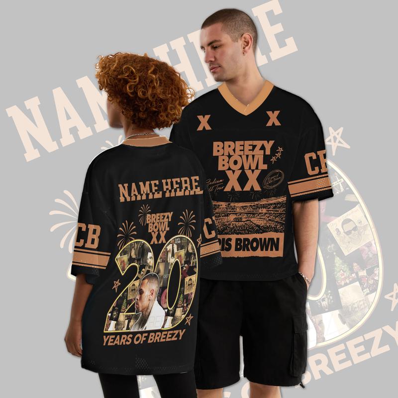Chris Brown XX Breezy Bowl Jersey, 2025 Tour Concert Outfit 3