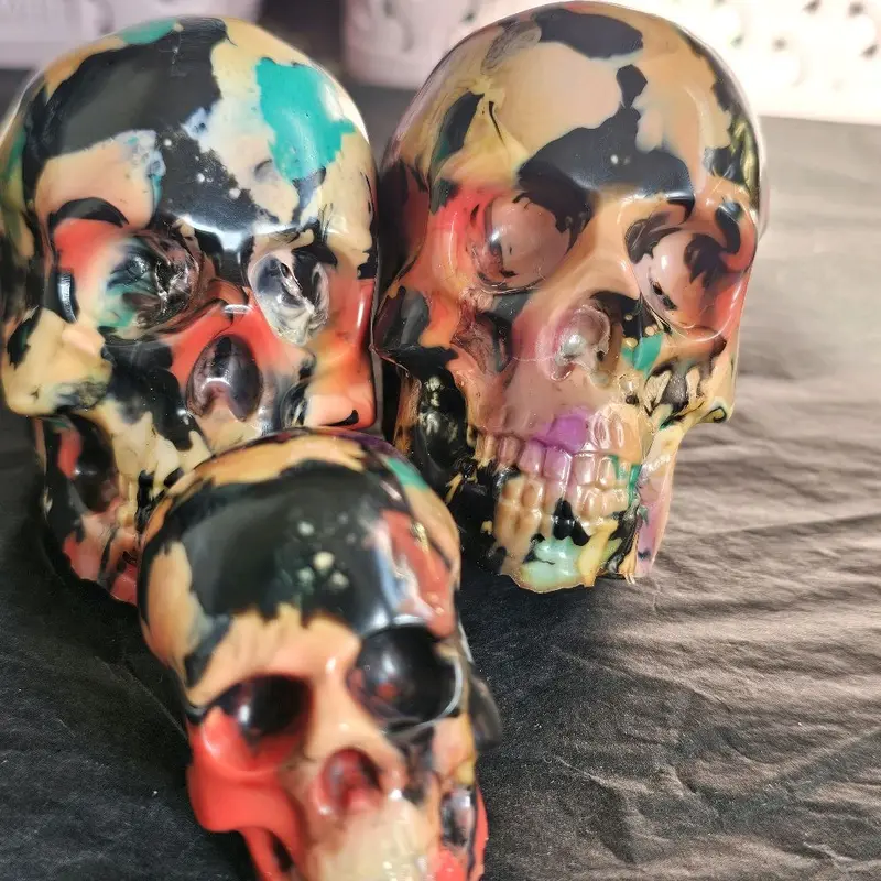 Multicoloured Skull Home Decor Recycled Fillament - Festive Ornaments 2