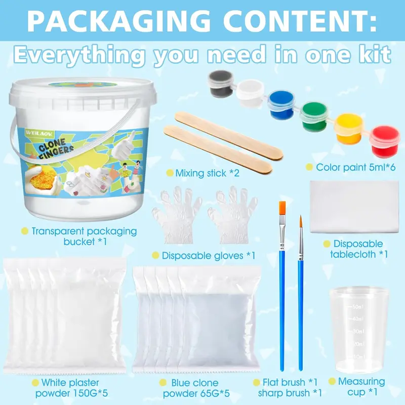 Hand Mold Casting Kit, Hand Moulding Kit Couple, Hand Casting Kit, Baby Hand and Foot Casting Kit, Joint Gifts for Couples Family Baby with Paint Brush 6