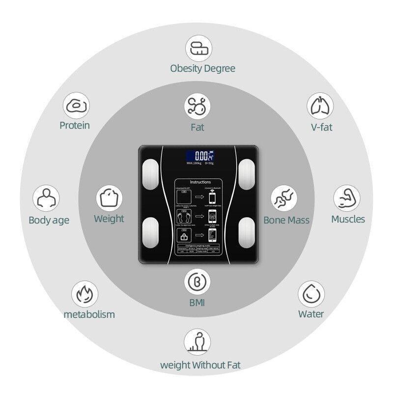 Body Fat Scale 180kg Bluetooth Smart BMI Digital Bathroom Wireless Weight Scales Christmas Gift 1