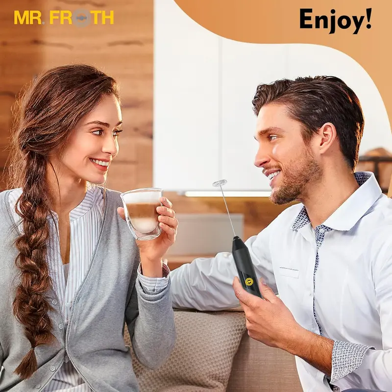 Handheld Milk Frother - Battery-Operated Coffee Frother Wand - Durable & Food-Safe Drink Mixer - Noise-Free, No Shaking - Electric Hand Held Coffee Whisk Frother for Matcha, Milkshake 5