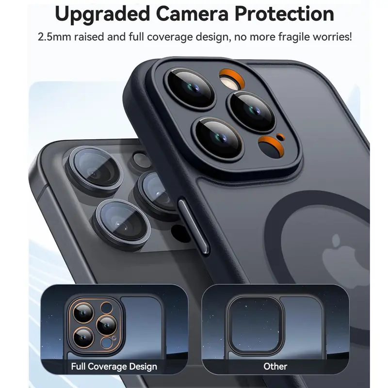 Ultra Protection Matte Phone Case, Built-in Camera Lens Protector, Magnetic Wireless, Soft Rubber, Accessories Cover 6
