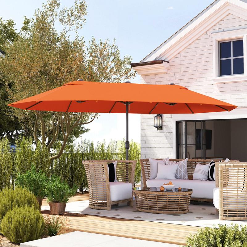 Outsunny 4.6m Double-Sided Garden Parasol - Orange 1