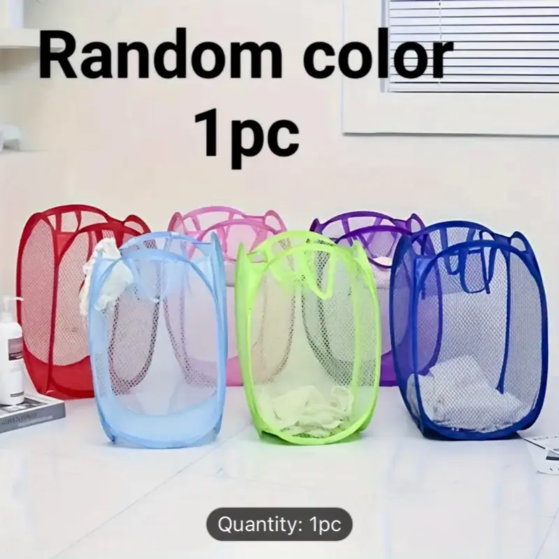 Foldable Pop-up Mesh Laundry Basket- Designed for sorting dirty clothes before washing or transporting clean Laundry. Mesh for Ventilation and pockets for Carrying Supplies. Size 30*30*48 cm Each.