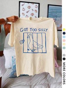 Women's Letter & Bird Print Round Neck Tee, Streetwear Vintage Trendy Casual Short Sleeve T-shirt for Daily Wear, Ladies All Seasons Clothes, Summer Tshirt, Womenswear