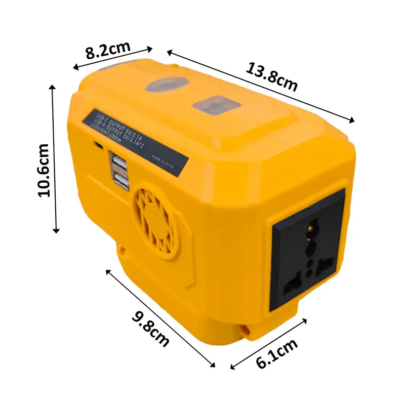 (Free UK Delivery: Limited Time Only) Power Inverter Generator Fit for DEWALT 18V/20V Lithium Battery, DC18V to AC 220-230V Portable Power Station for Phone Charger Adapter, 1 USB Ports & 1 Type-C & 1 AC Outlet, 200LM LED Light 7