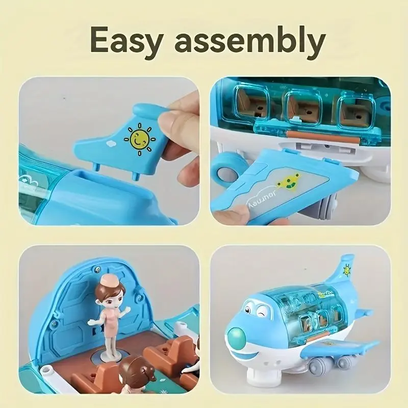 Automatic Walking Airplane Toy 360° Rotation, Lights and Music - Automatic Opening, Obstacle Avoidance, Pink/Blue, All-round Movement, Automatic Switching, Accessories Random Color, Battery Not Included 4