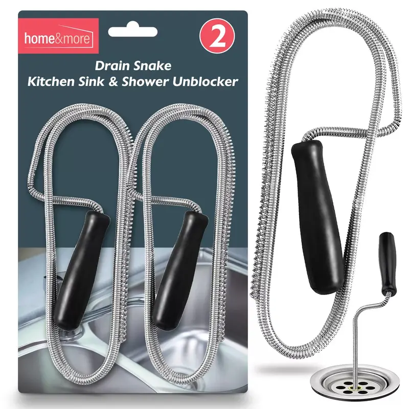 2pk Flexible Drain Unblocking Rods 1M Long Sink Unblocker Cleaner Snake Tool 0