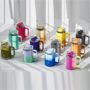 【 Small Capacity Hydration 】 Meoky 14 Oz(414ML) Office Cup With Handle, Cute European Cup Water Cup, Portable And Durable Hot And Cold Beverage Drum Water Bottle, 2-In-1 Straw,  Leak Proof Straw Cover, Suitable For Travel And Holiday Gift Giving