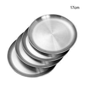 Stainless Steel Round Plate, 4pcs Unbreakable & Dishwasher Safe Dinner Plates for Picnic, Camping, Dinner, Party, Outdoor