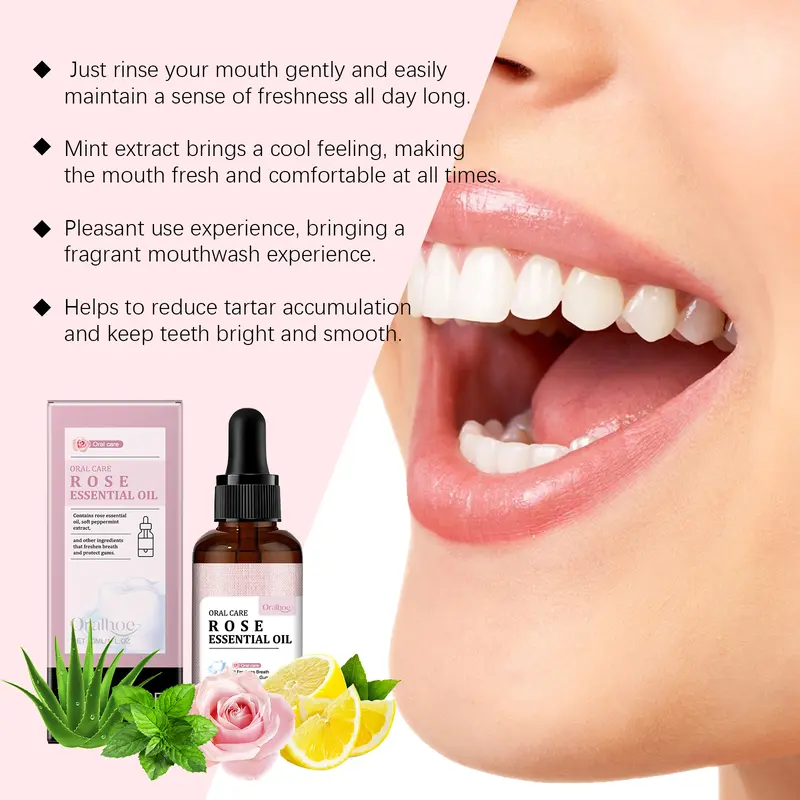 Oralhoe Mouth Rose Mouthwash Oral Hygiene Care Clean Tooth Stains, Gingiva And Freshen Breath 2