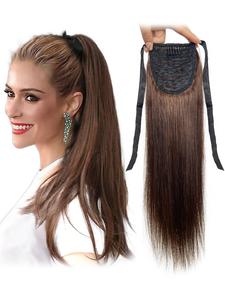 Long Straight Ponytail Extension, Natural Looking Drawstring Ponytail Hairpiece for Women, Human Hair Hairpiece for Daily Use