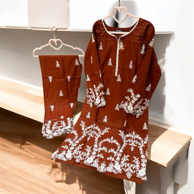 Embroidered coord 2pc kurta trousers suit kameez medium size Womenswear Asian