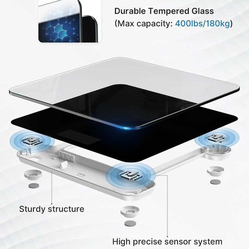 Digital Bathroom Scales 180KG – High Precision Electronic Body Weight Scale with Large LCD Backlit Display, Step-On Technology & Non-Slip Surface – UK Home Health & Fitness Tracking 6