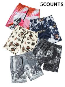 Men's Stylish Printed Drawstring Waist Beach Shorts, Regular Fit Casual Comfortable Breathable Fashionable Pocket Shorts, Men's All-Match Bottoms for Summer
