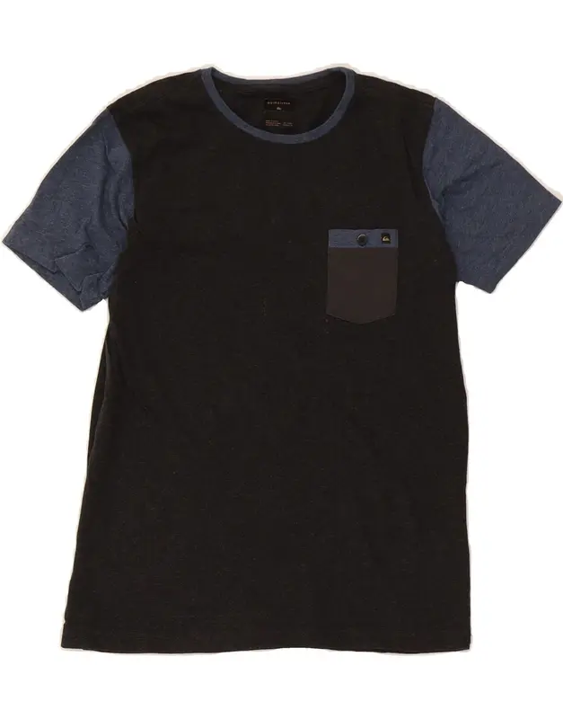 Pre-Owned Vintage QUIKSILVER Womens T-Shirt Top UK 14 Large Grey Colourblock Cotton 1