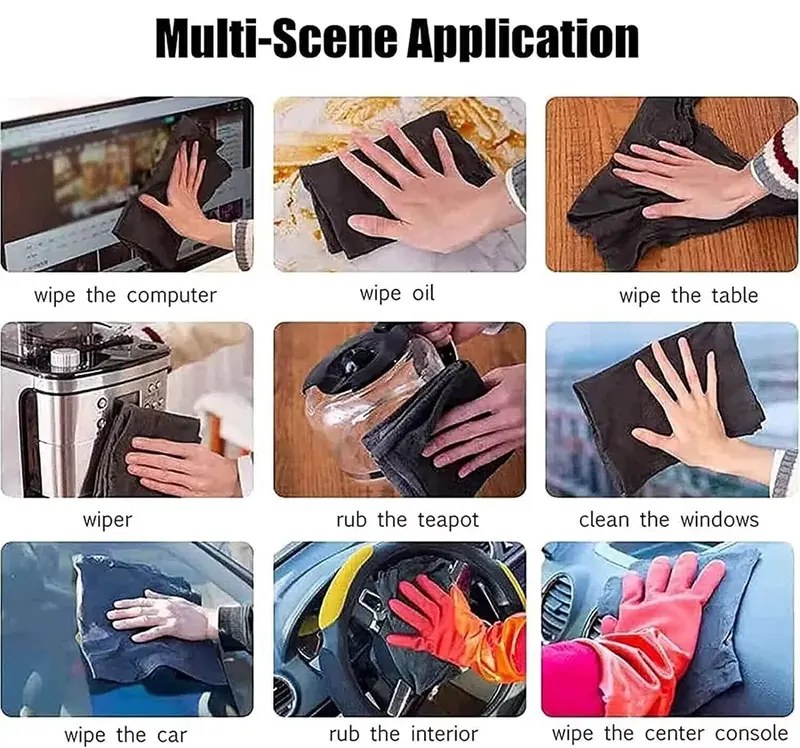 10PCS Thickened Magic Glass Cleaning Cloth Dishcloth Lint Free Polish home / Car 5
