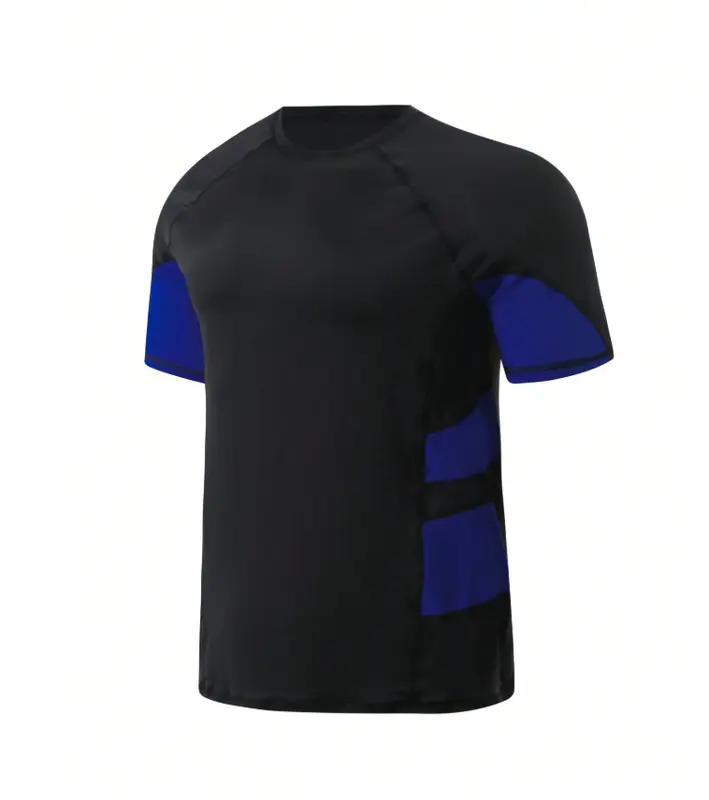 Manfinity Men's Vacation Beach Color Block Short Sleeve Surfing Swim Rashguard 3