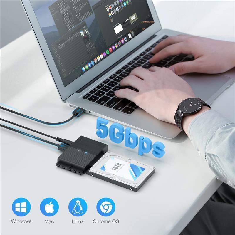 IDE and SATA Adapter, USB 3.0 Hard Drive Adapter, External SATA and IDE Converter for 2.5 and 3.5 inches HDD or SSD, CD-ROM, CD-RW, DVD-RW Drives 6