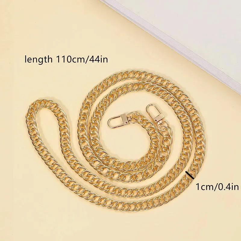 110cm Women Bag Aluminum Chain Color Retaining Gold Diy Simple Chain Metal Wrap Chain Underarm Shoulder Strap Replacement Strap 1