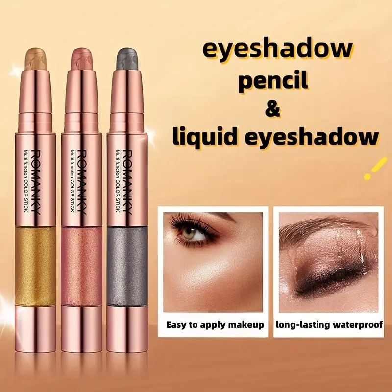 6 Colors 2-in-1 Highlight Stick + Highlight Liquid - Smooth Highlight Stick with Glitter Highlight Liquid and Flocked Brush Head, Can Be Used As Eye Shadow, Facial Highlighter for Bold Stage Makeup, Smoky Makeup,perfect Gift 2