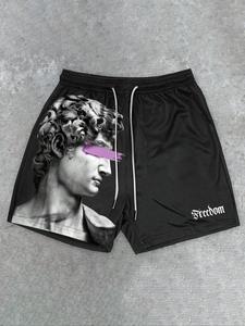 Men's Regular Fit Letter & Border Print Boxer Briefs, Street Fashion Casual Comfy Breathable Shorts, Men's Underwear for Summer