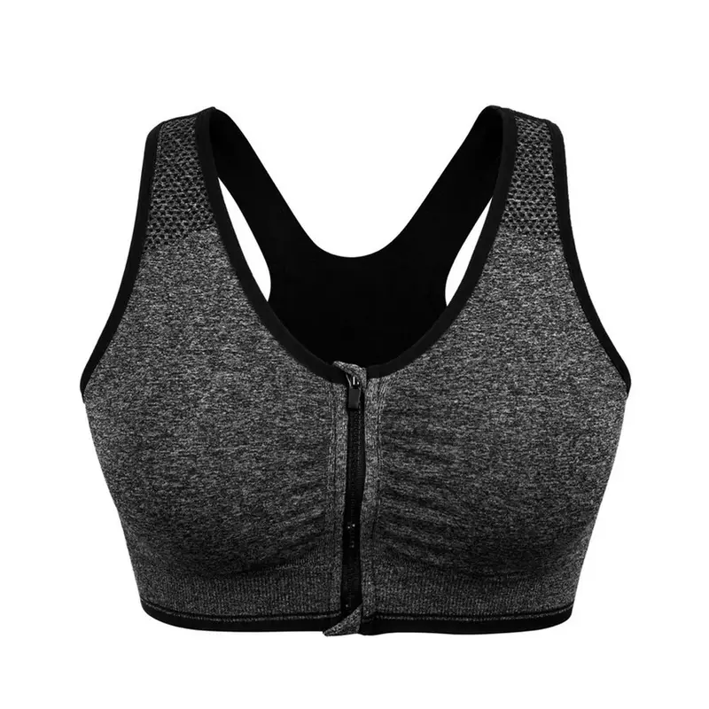 Women's Front Zip Padded Sports Bra – Push-Up Yoga Cami Vest for Support & Exercise 7