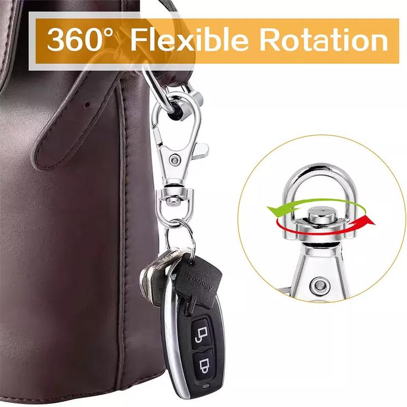 10Pcs Swivel Lobster Clasp Clips Hook Stainless Steel Key Ring Split Keychain UK 6