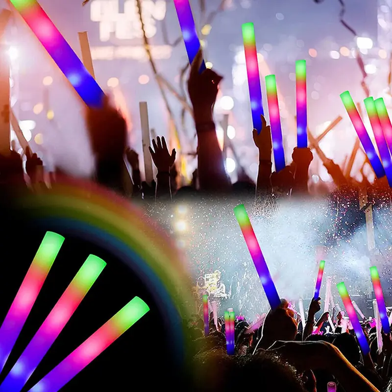 60 LED Foam Glow Sticks Party Wedding Flashing LED Light Stick Light-up Wand UK 2