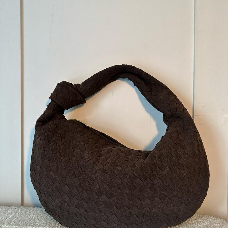 MONA maxi woven knot detail handbag in walnut 3