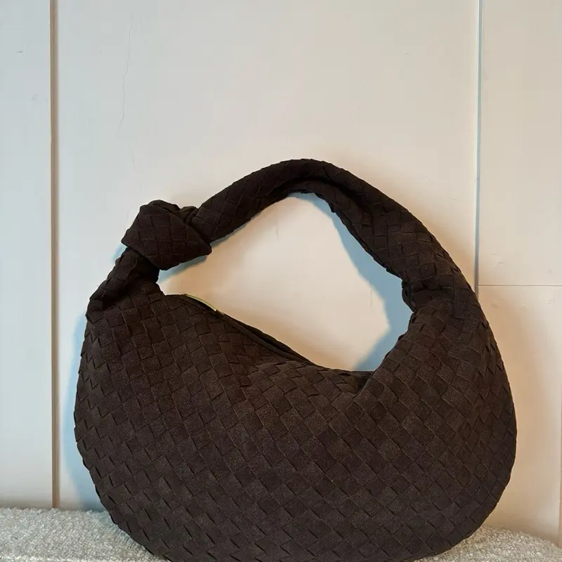 MONA maxi woven knot detail handbag in walnut 2