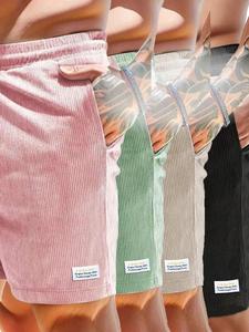 Men's Solid Color Striped Waistband Shorts, Casual Comfy Breathable Shorts for Summer, Men's Bottoms for Daily Wear