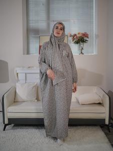 Women's Ditsy Floral Print Zipper Long Sleeve Arabian Dress, Modest Casual Long Dress for Daily Wear, Ladies Islamic Clothing for All Seasons, Ethnic Clothing UK, Winter Clothes Women