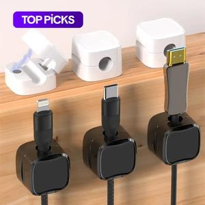 Magnetic Cable Management Clips Set, 3/6/10/20/30 Pieces, No-Drill Adhesive Hooks, Desk Organizer for Data Cables & Network Wires, Desk Accessories