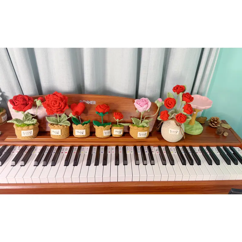Love Blossom Crocheted Heart Roses and Plants 3