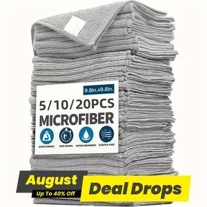 Microfiber Cleaning Cloth, 5/10/20pcs Multipurpose Absorbent Kitchen Cleaning Cloth, Household Dishwashing Cloth, Microfiber Cleaning Rags